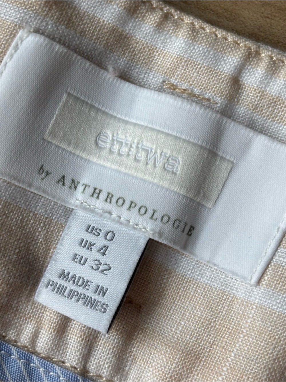 Ett:twa Anthropologie Striped Linen Wide Leg Pants Tie Waist Coastal Beachy sz 0 - Picture 4 of 13